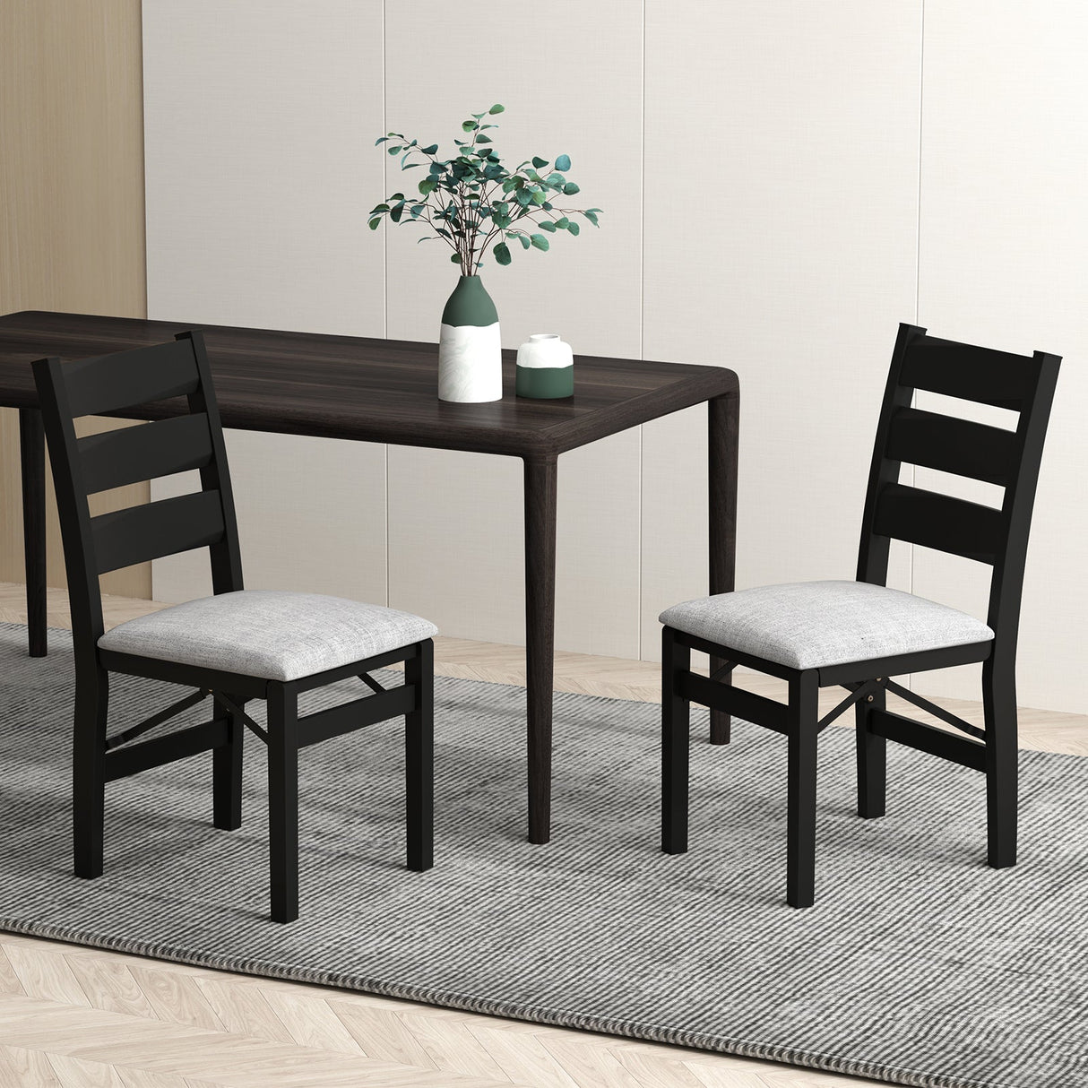 Set de 2 sillas plegables tapizadas modernas con respaldo cómodo - Negro