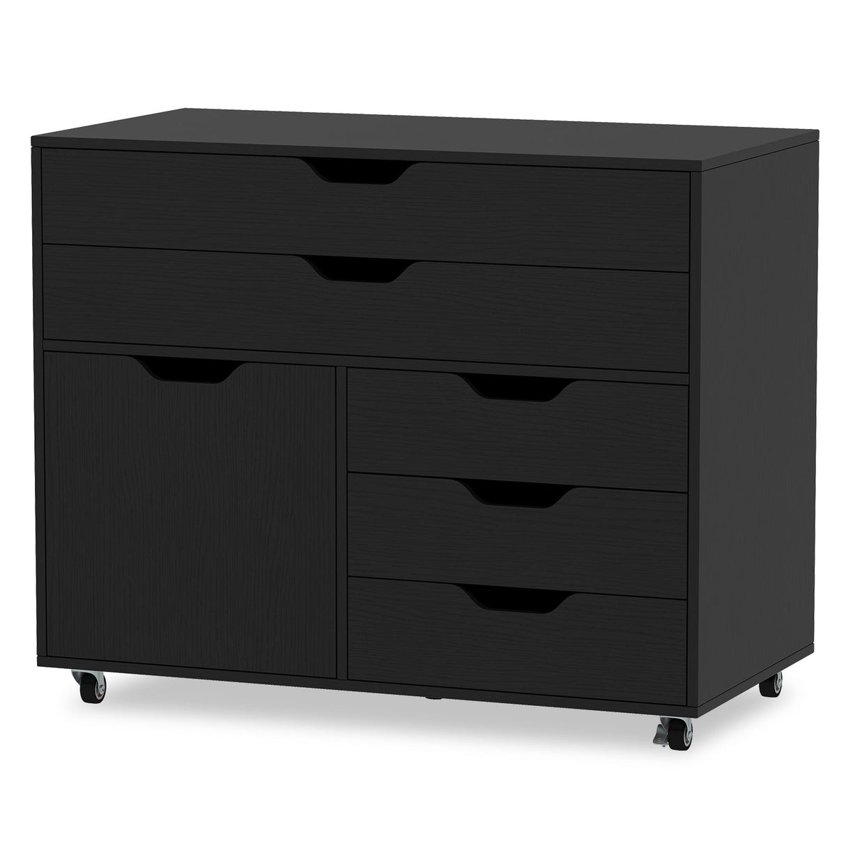 Cajonera móvil vertical moderna de 5 cajones con puerta y 5 ruedas