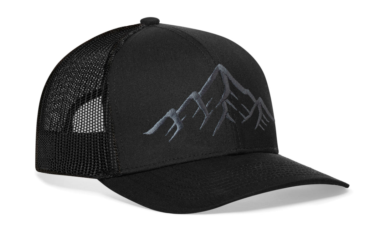 Mountain Range Trucker Hat | Black Outdoors Snapback