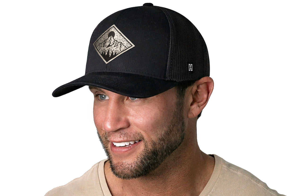 Diamond Mountain and Trees Trucker Hat | Black Outdoors Snapback