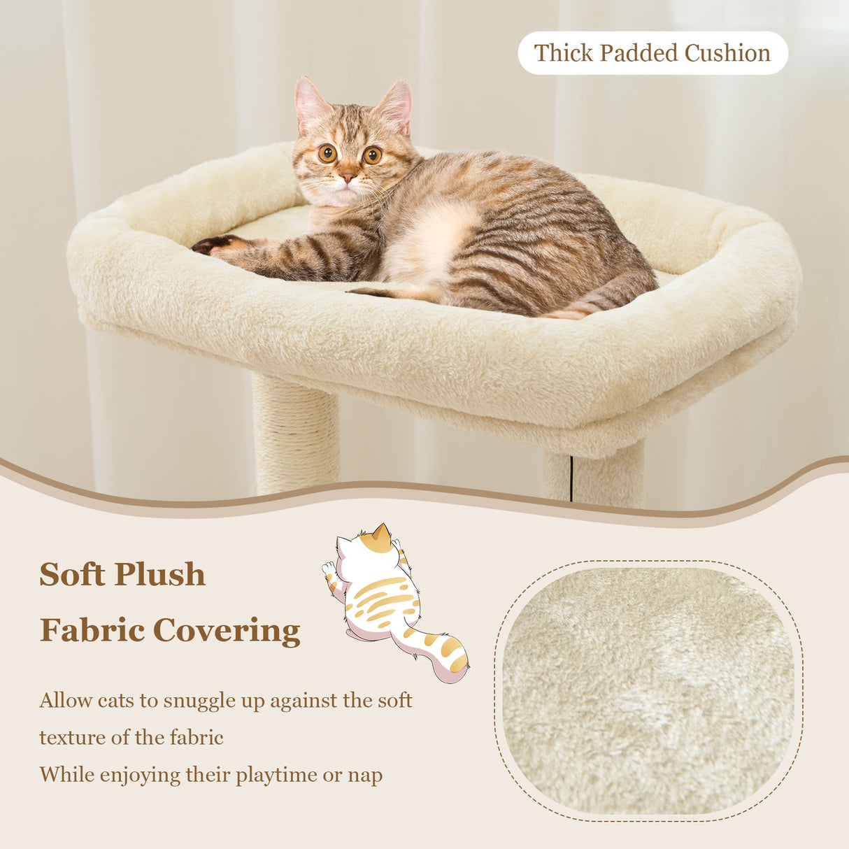 Árbol para gatos con percha y pelota colgante para juego y descanso en interiores