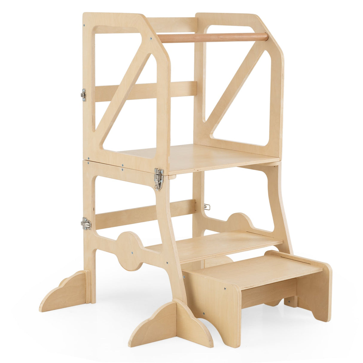 Taburete multifuncional de cocina para niños con barra de seguridad extraíble y hebillas de fijación