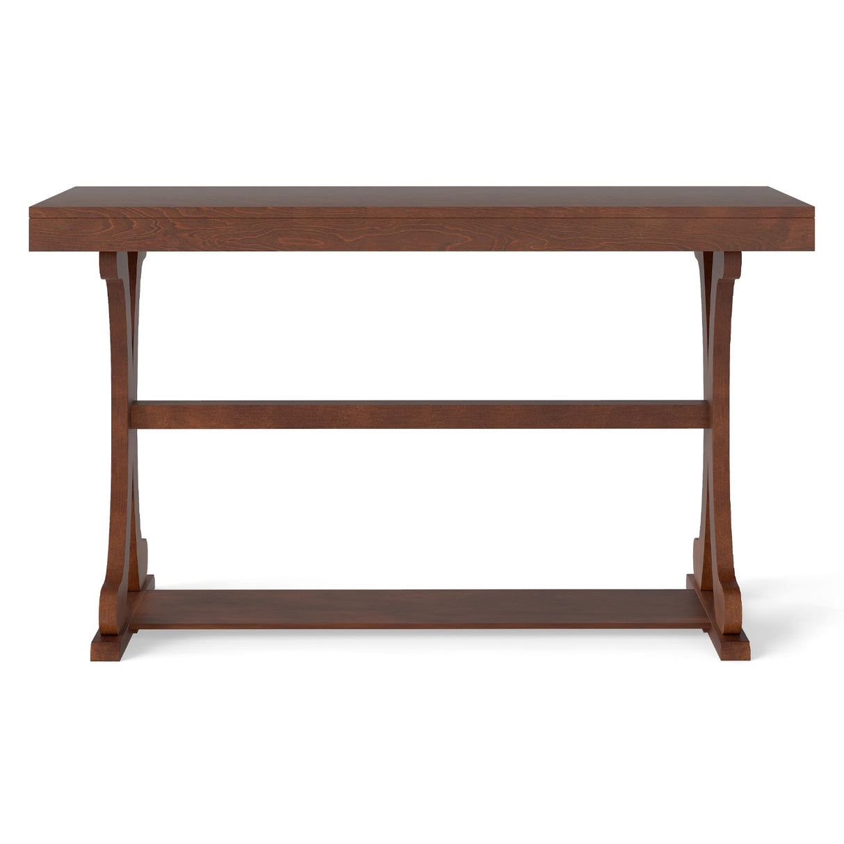 Narrow Console Table Vintage 52 Inch Long with Open Storage Shelf