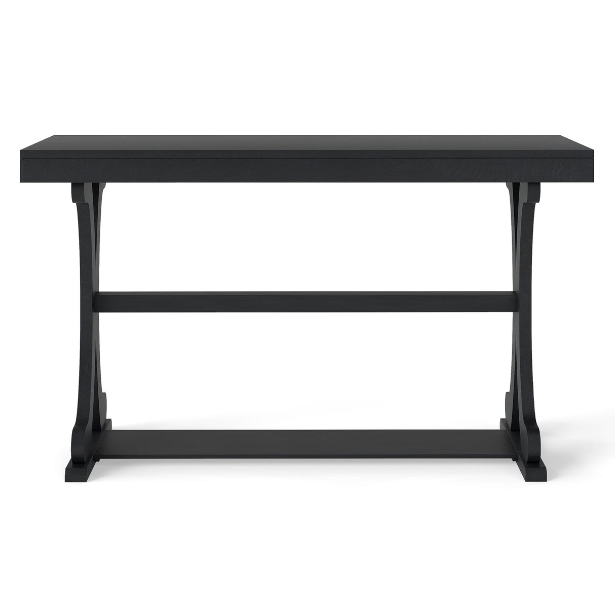 Narrow Console Table Vintage 52 Inch Long with Open Storage Shelf