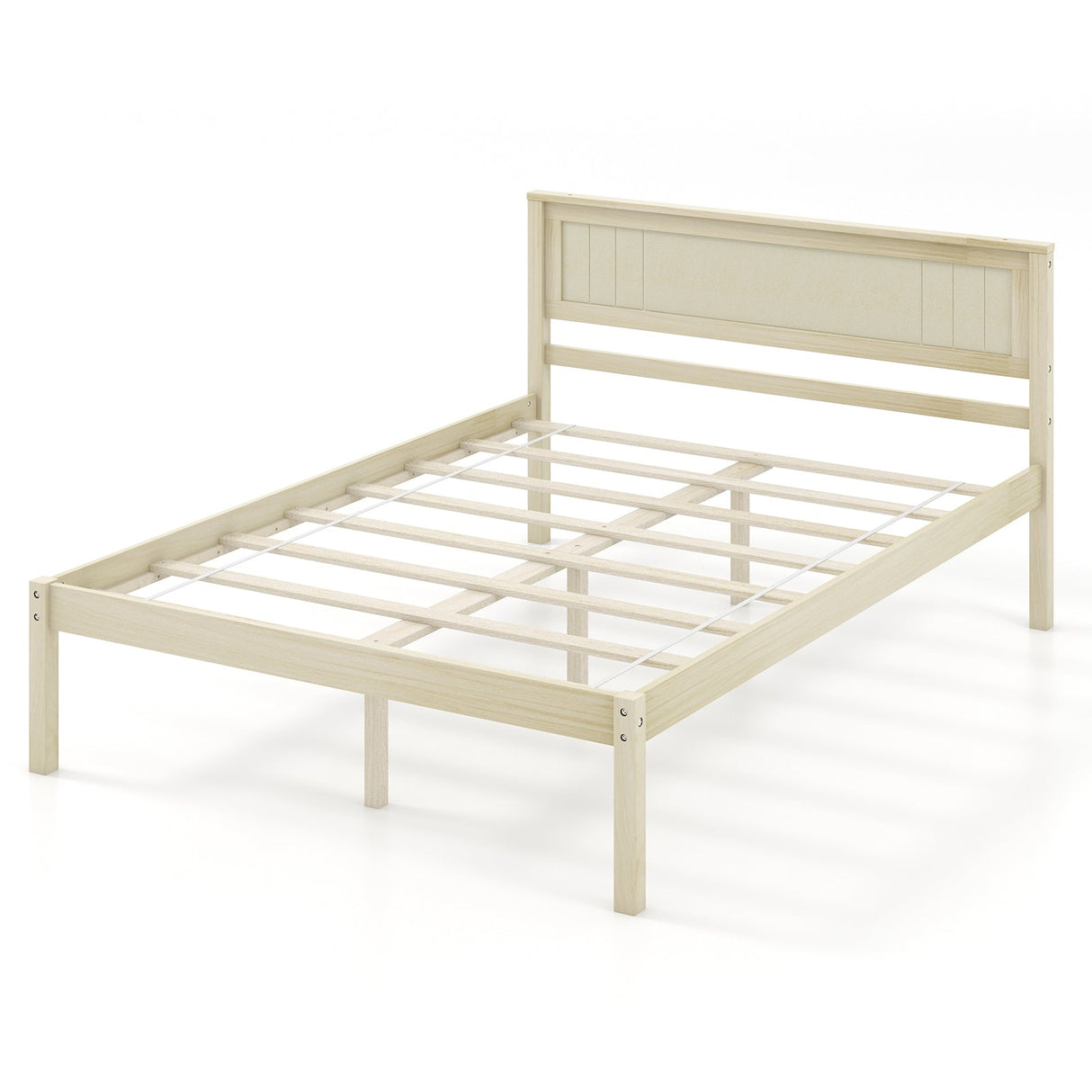 Marco de cama de madera tamaño Twin/Full/Queen con cabecera y soporte de listones