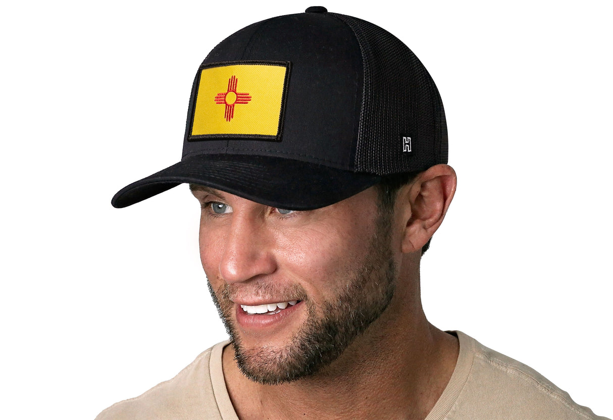 New Mexico Flag Trucker Hat | Black NM Snapback