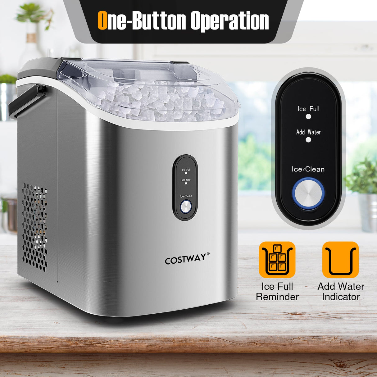 Nugget Countertop Ice Maker with Soft Chewable Pellet Ice-Silver