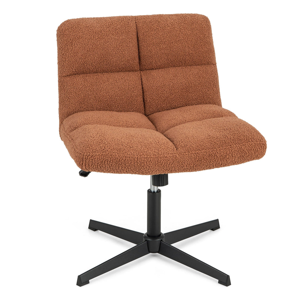 Silla de oficina sin brazos con patas cruzadas, forro polar de imitación de cordero y altura ajustable