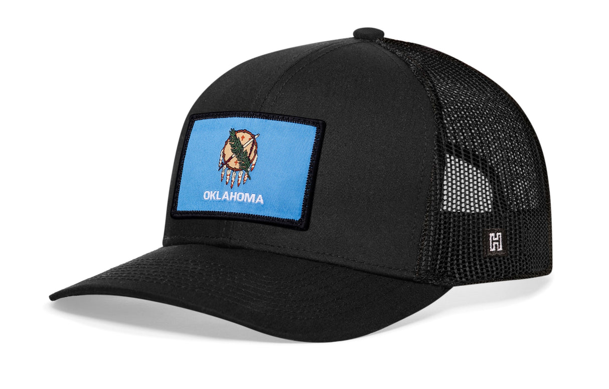 Oklahoma Flag Trucker Hat | Black Oklahoma Flag Snapback