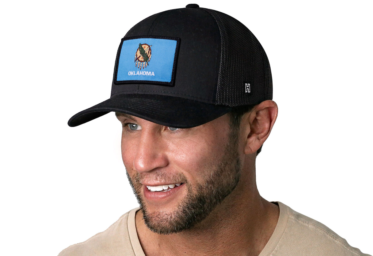 Oklahoma Flag Trucker Hat | Black Oklahoma Flag Snapback