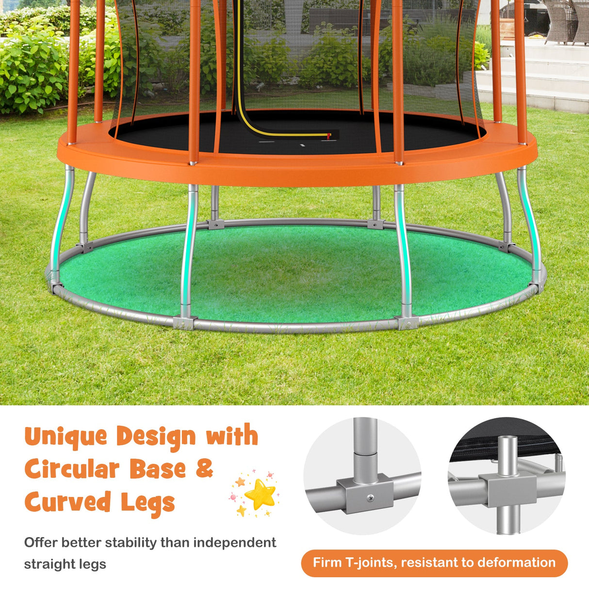 Cama elástica de 10 pies con forma de flor única y estructura de acero galvanizado