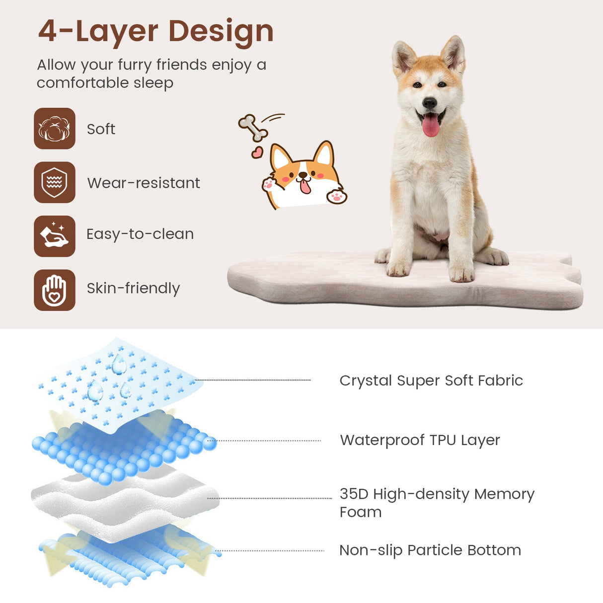 Cama ortopédica para perros con soporte de espuma viscoelástica para perros grandes
