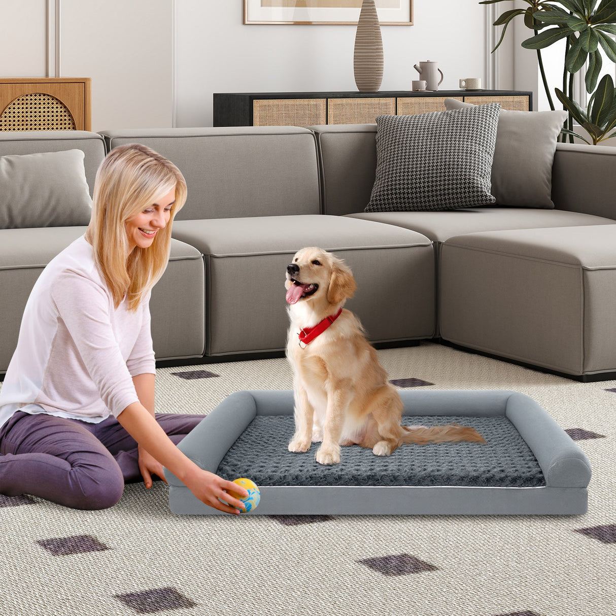 Cama ortopédica de espuma para perros, sofá cama grande con funda extraíble