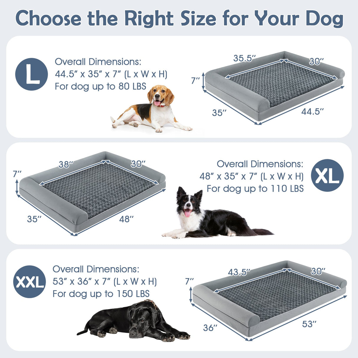 Cama ortopédica de espuma para perros, sofá cama grande con funda extraíble