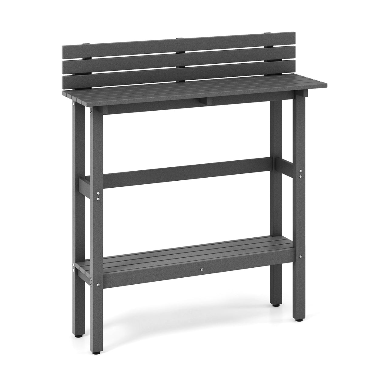 Mesa de altura de pub para patio de 48 pulgadas con estante de almacenamiento y almohadillas ajustables para los pies