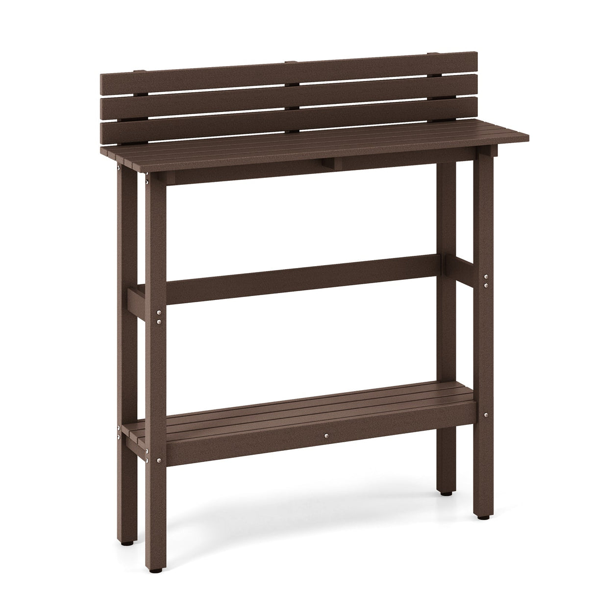 Mesa de altura de pub para patio de 48 pulgadas con estante de almacenamiento y almohadillas ajustables para los pies