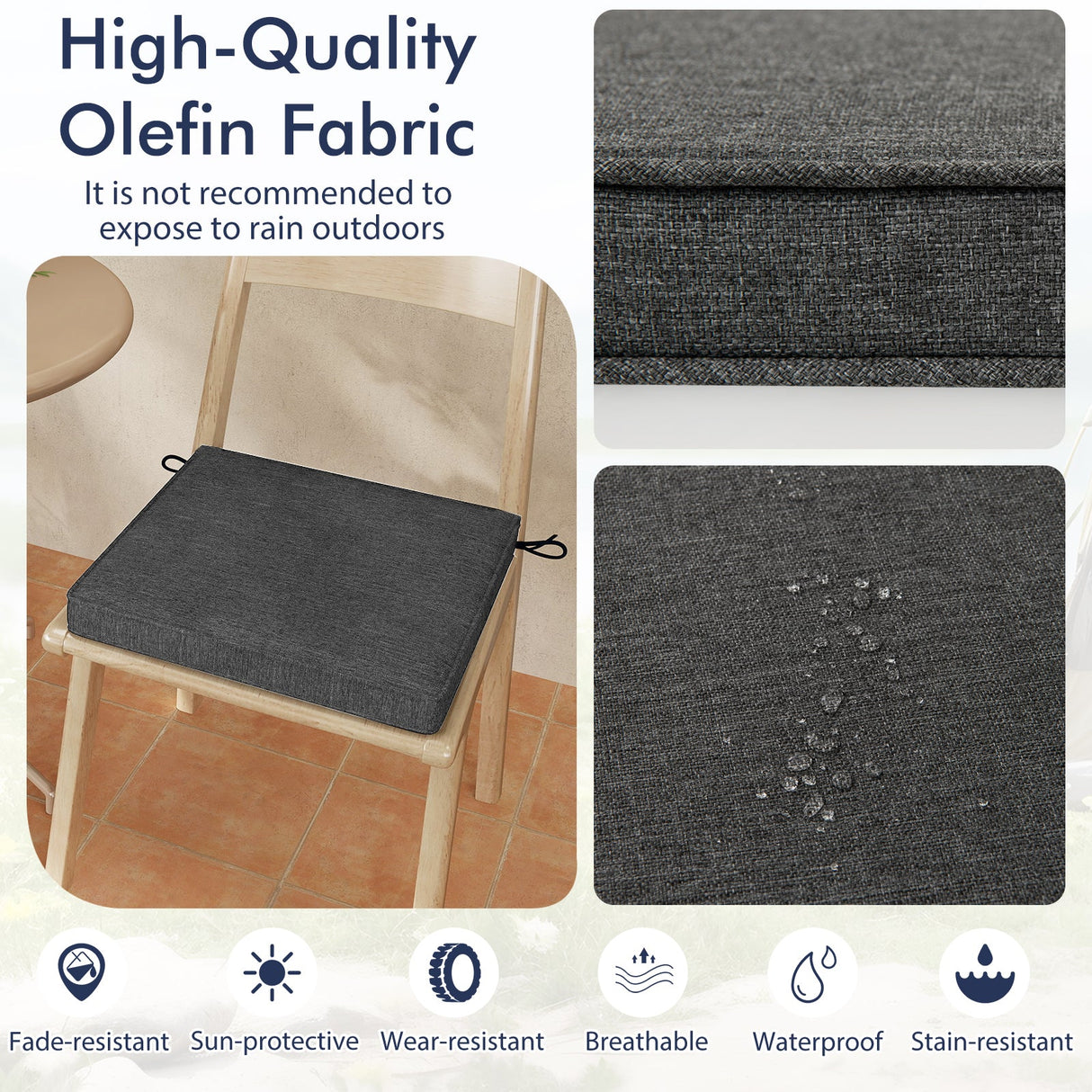 Cojines para Silla de Exterior, Juego de 2, Impermeables, Resistentes a la Decoloración, de Olefina