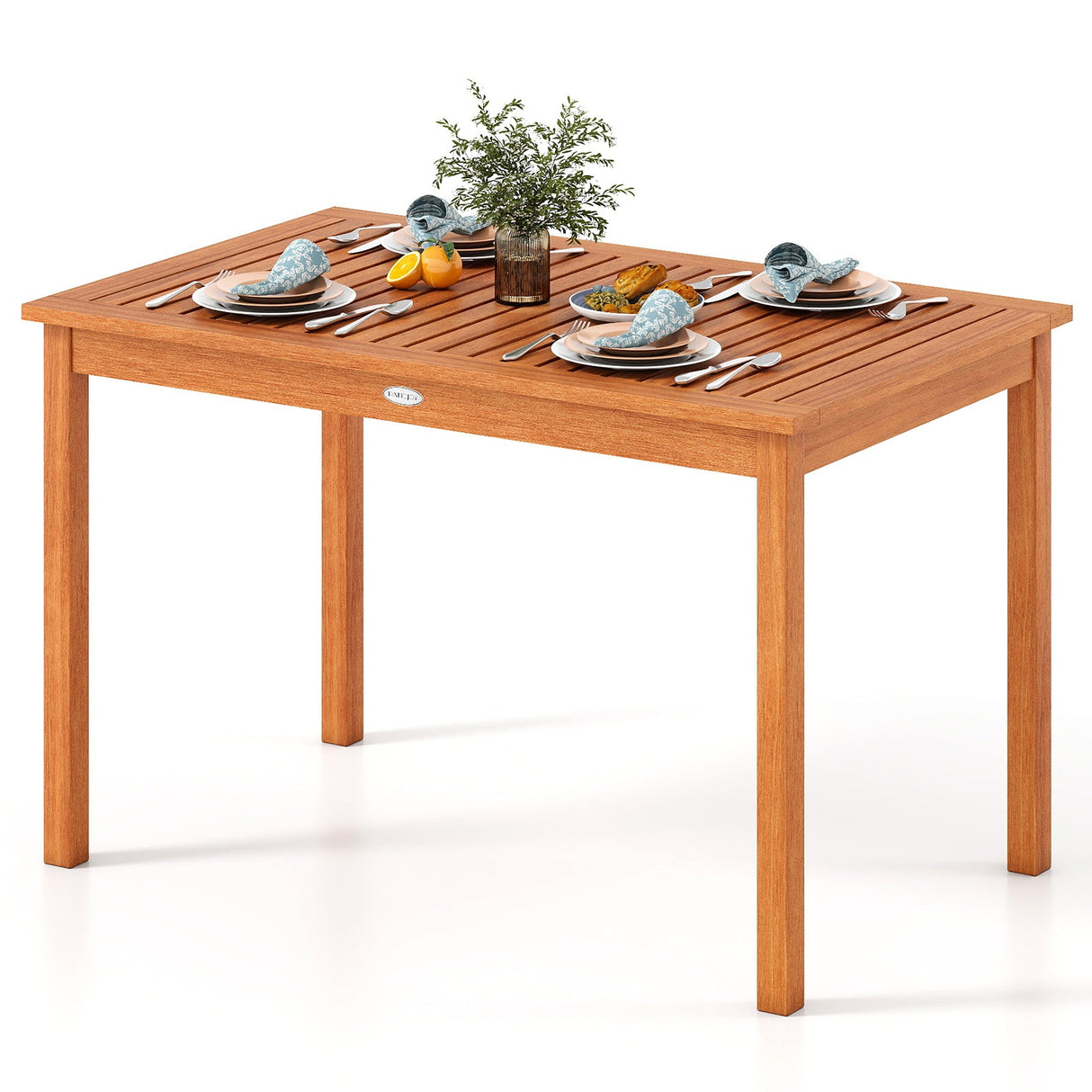 Mesa de Comedor Exterior para 4-6 Personas de 48 Pulgadas de Madera Rectangular para Patio