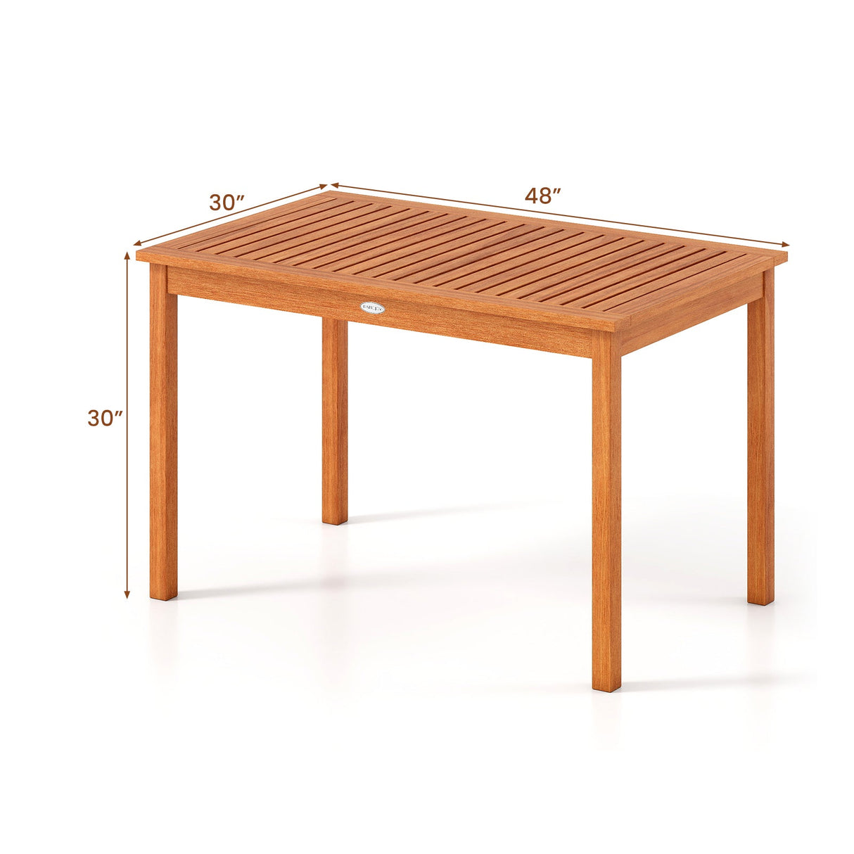 Mesa de Comedor Exterior para 4-6 Personas de 48 Pulgadas de Madera Rectangular para Patio