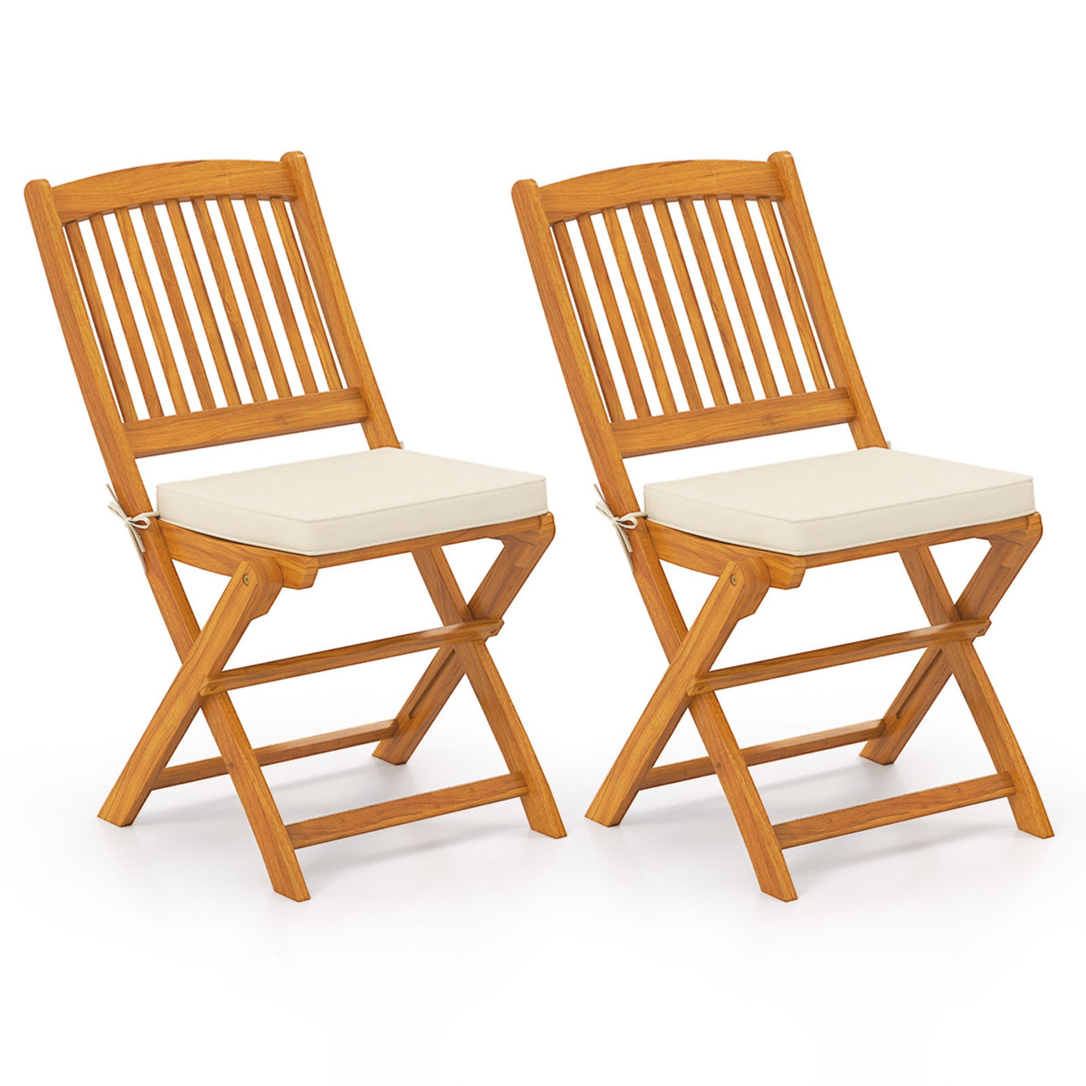 Sillas Plegables de Exterior con Cojines de Asiento, Juego de 2