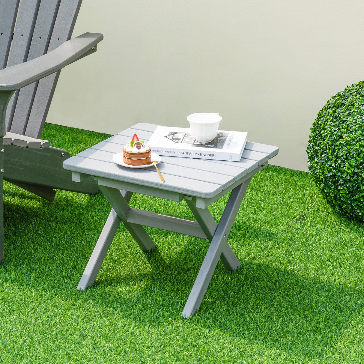 Mesa auxiliar plegable para exteriores, plegable, resistente a la intemperie, de HDPE, estilo Adirondack