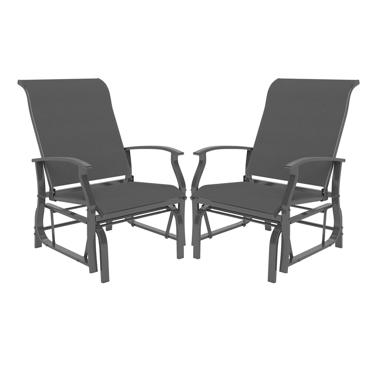 Juego de 2 mecedoras deslizantes de exterior con respaldo y asiento ergonómicos