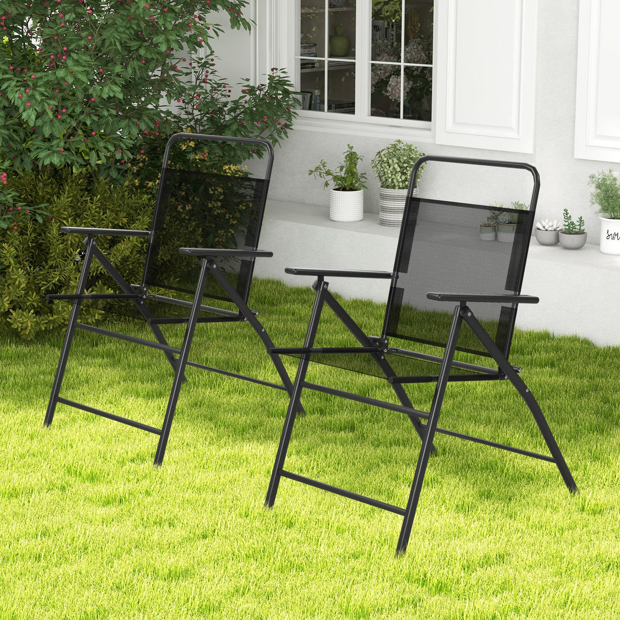 6 sillas de patio para exterior con estructura de metal inoxidable