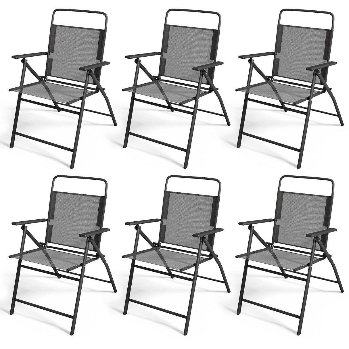 6 sillas de patio para exterior con estructura de metal inoxidable