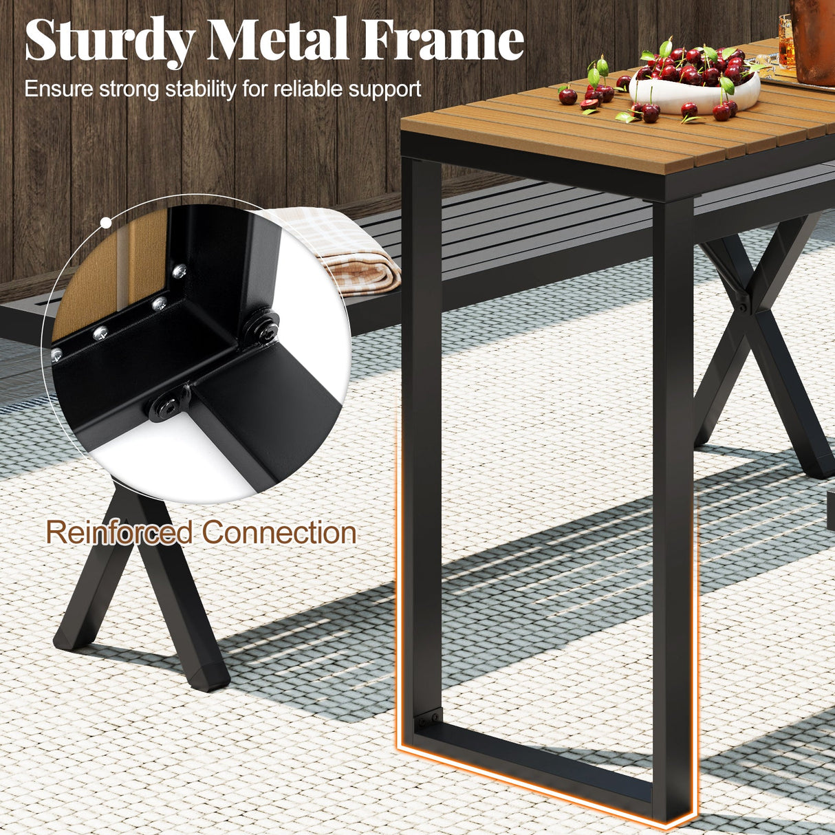 Mesa Consola Rectangular para Exteriores con Tablero de WPC de Larga Duración