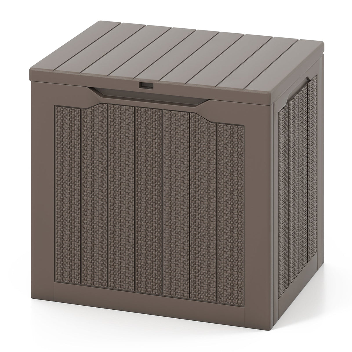 Outdoor Storage Box 25 Gallon Deck Box with Lockable Lid and Wicker-woven Texture