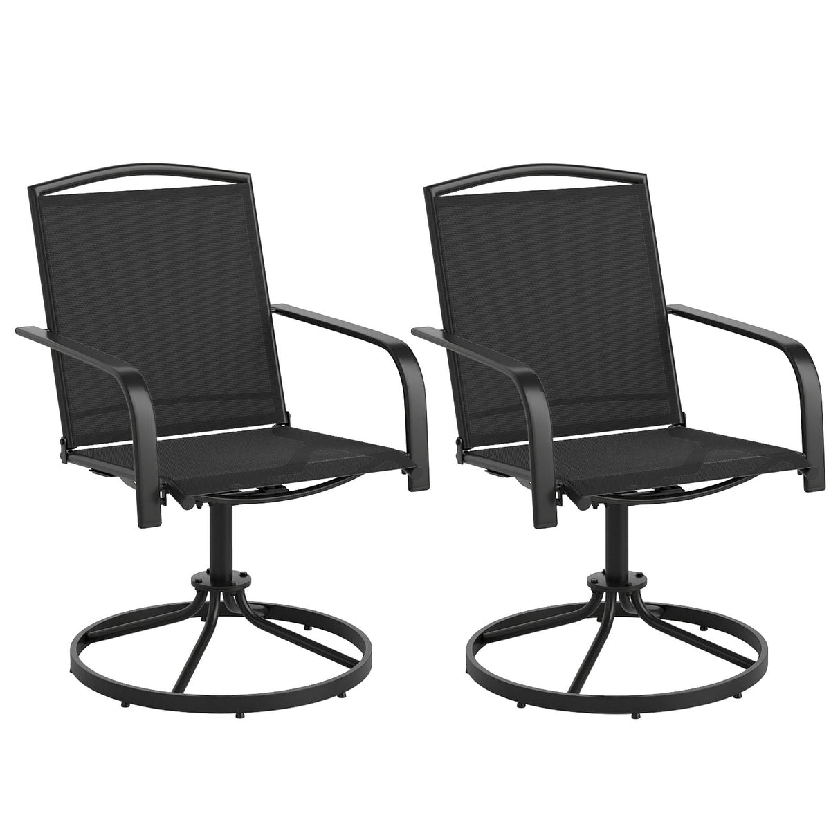 Juego de 2 sillas giratorias de exterior con respaldo alto y asiento transpirable