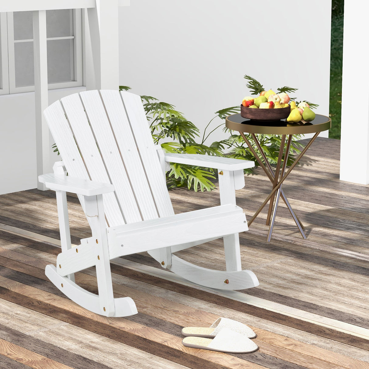 Sillón mecedora Adirondack de madera para niños con asiento de listones