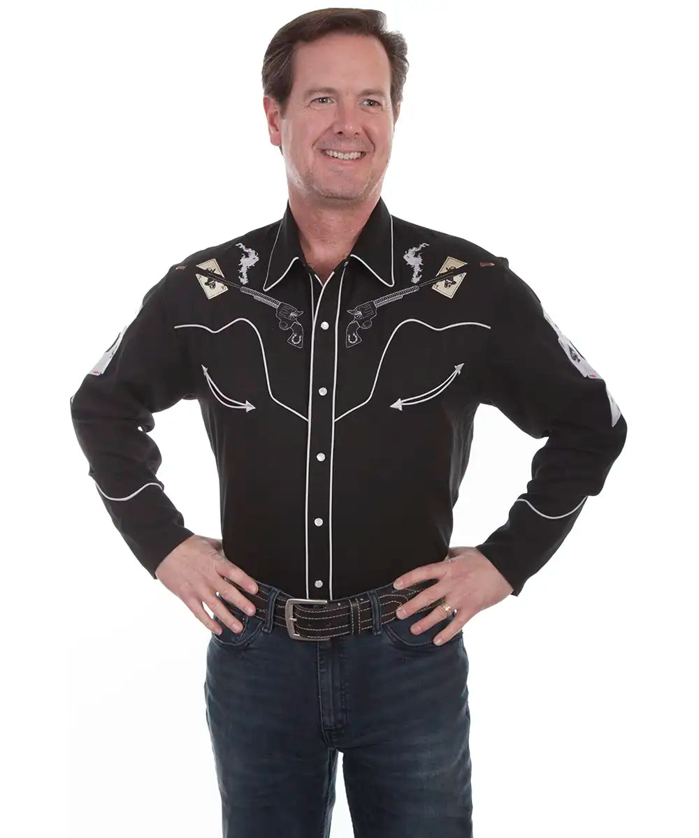 Camisa vaquera Scully Dead Man's Hand bordada para hombre