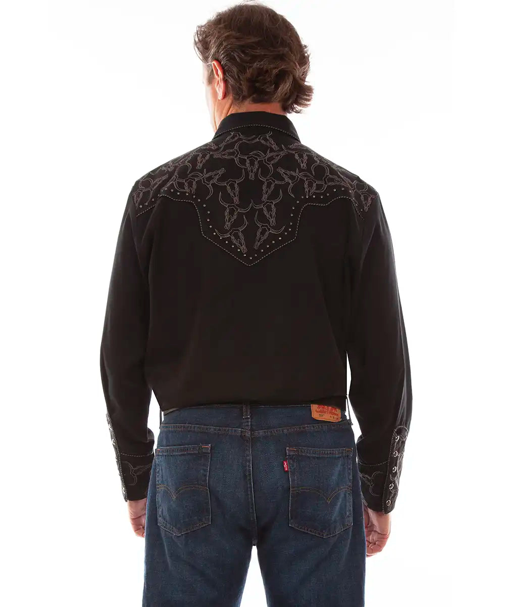 Scully Blackhorn Legend - Camisa vaquera bordada para hombre
