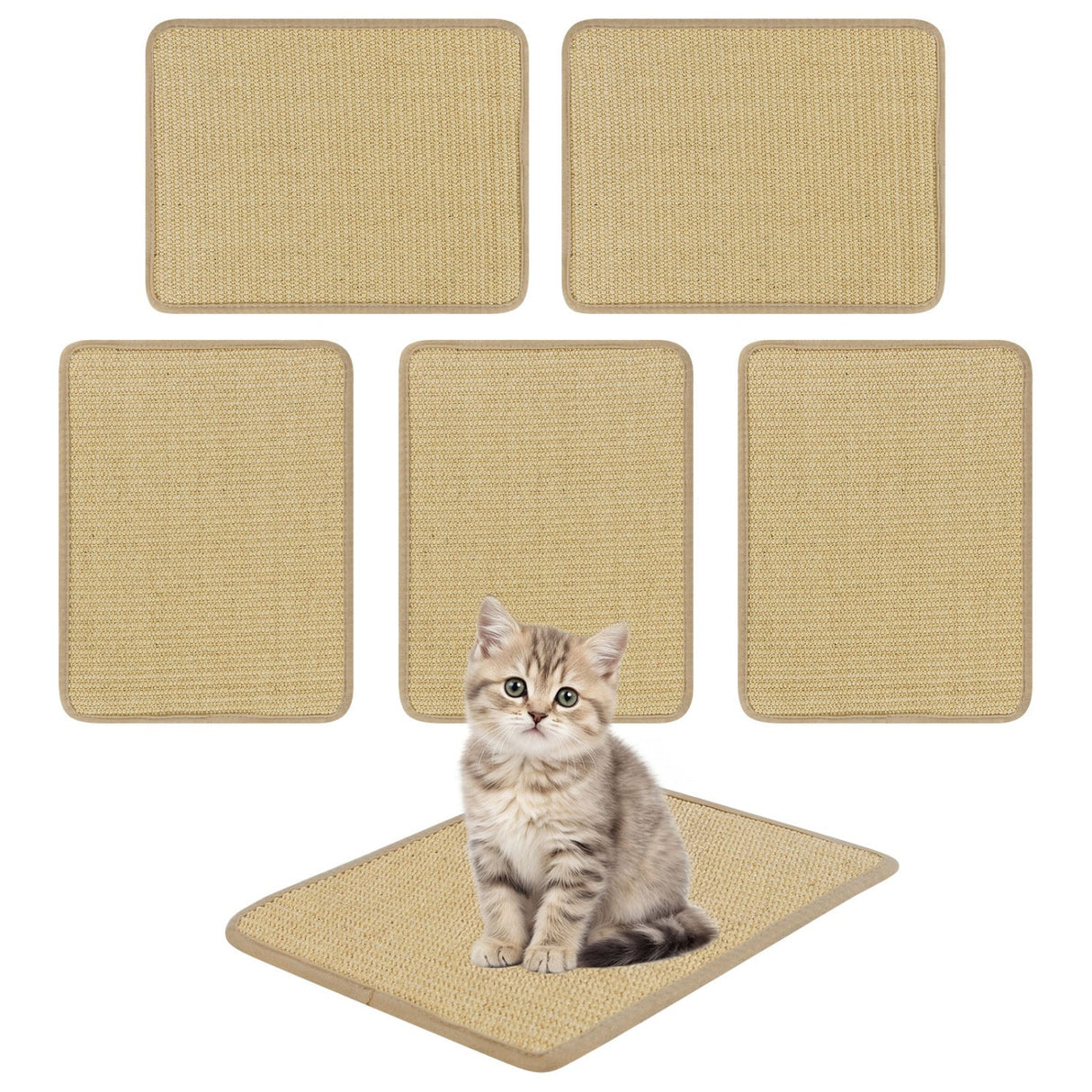 Juego de 12 alfombrillas rascadoras para gatos de 40 x 30 cm, almohadillas de sisal natural