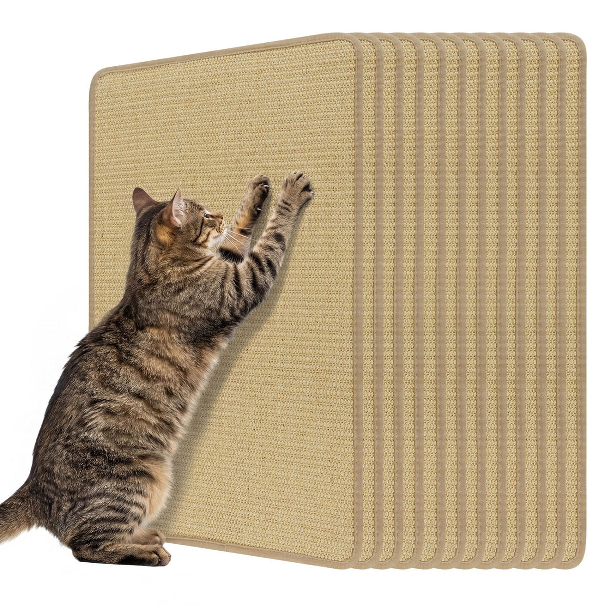Set de 12 Alfombrillas Rascadoras para Gatos, 60 x 40 cm, Almohadillas de Sisal Natural