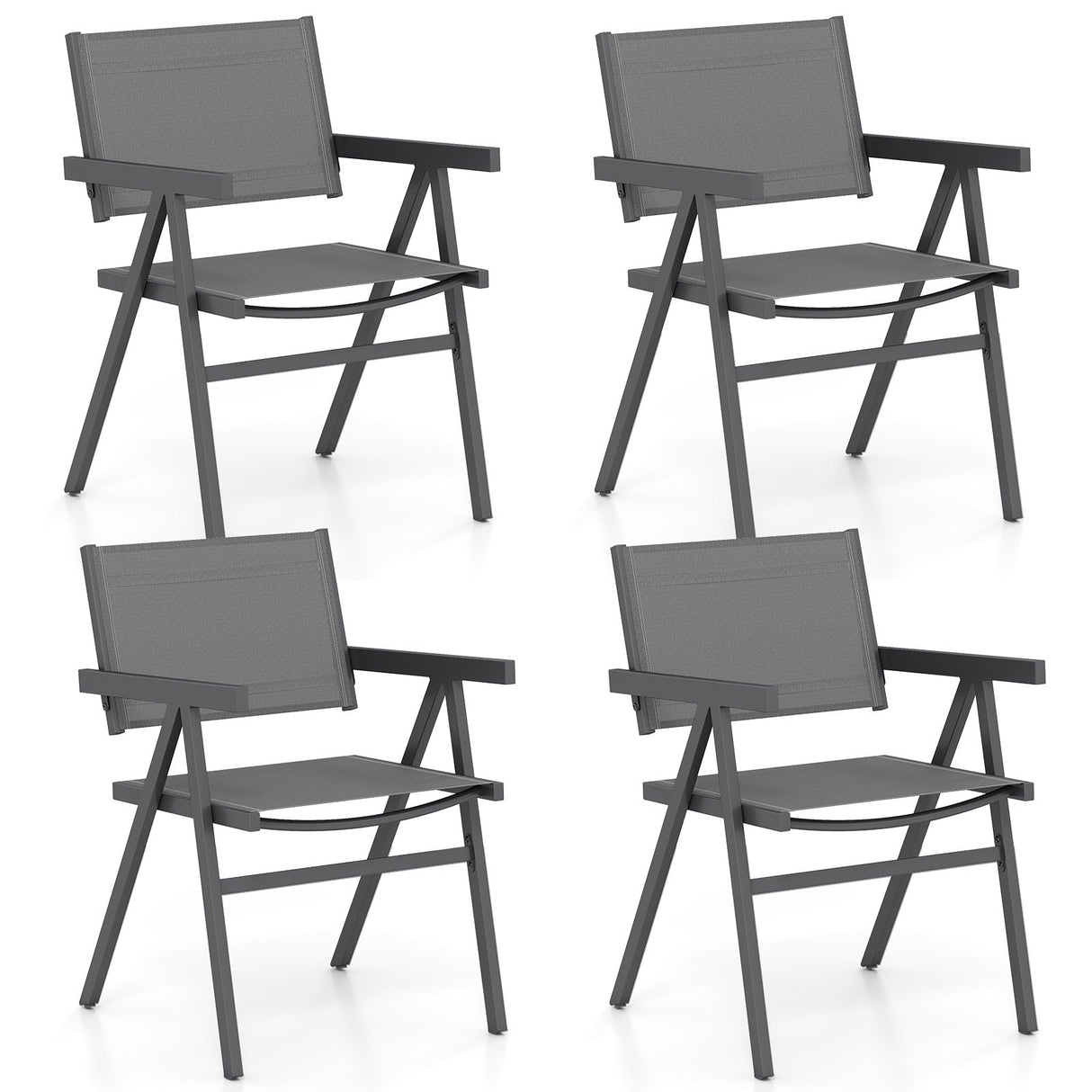 Patio Chairs Set of 2 Outdoor Dining Chair with Breathable Fabric Seat