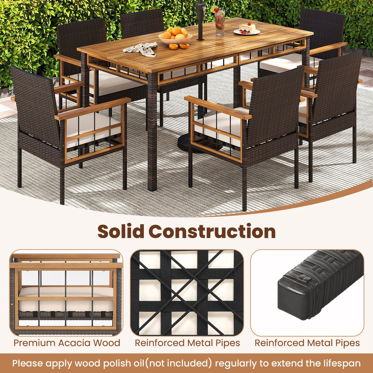 Juego de 2 sillas de comedor para patio con cojines suaves - Blancas