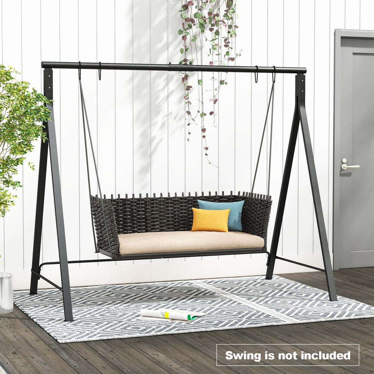 Soporte Metálico para Columpio de Patio con Estructura en Forma de A - Negro