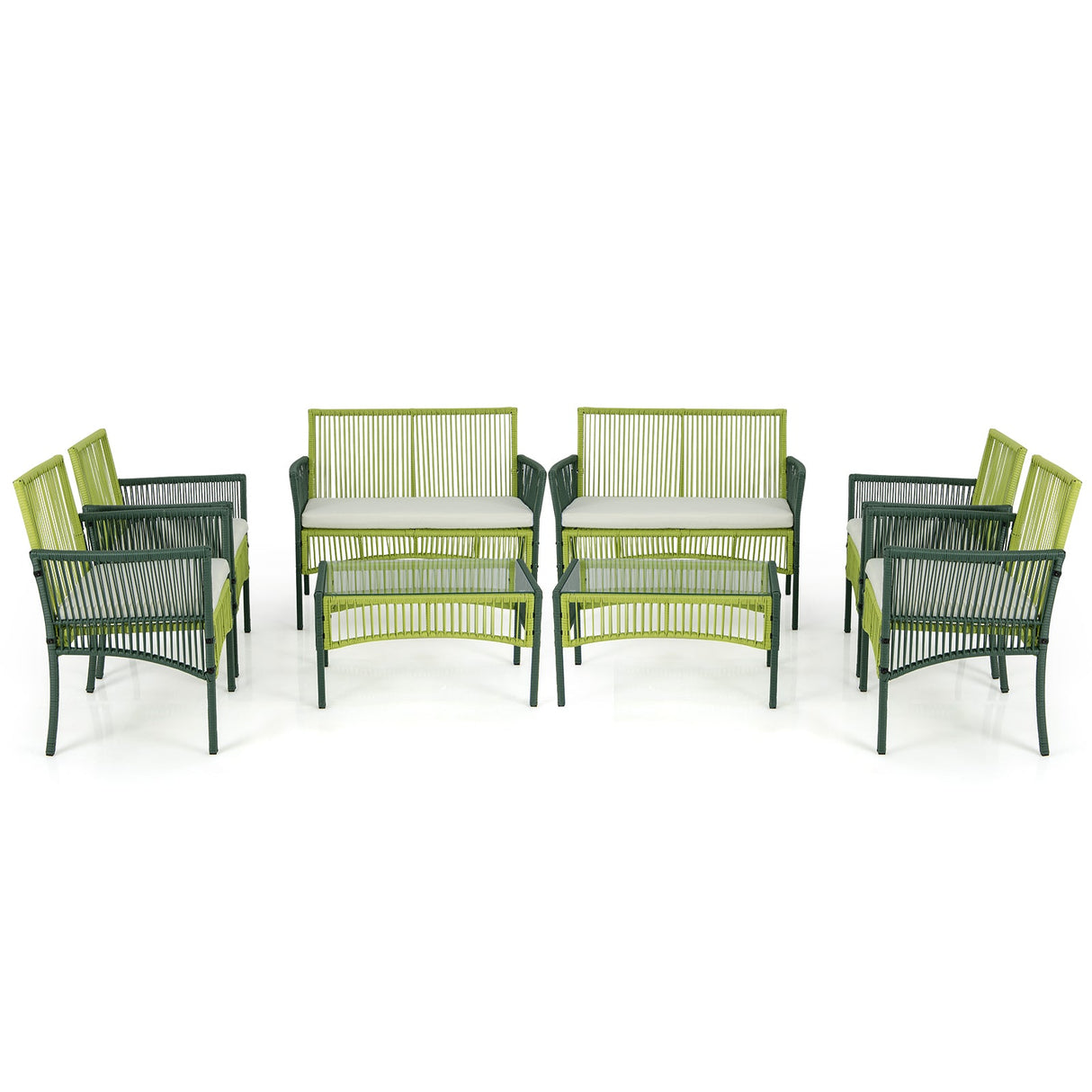 4 Piece Patio Round Wicker Conversation Set