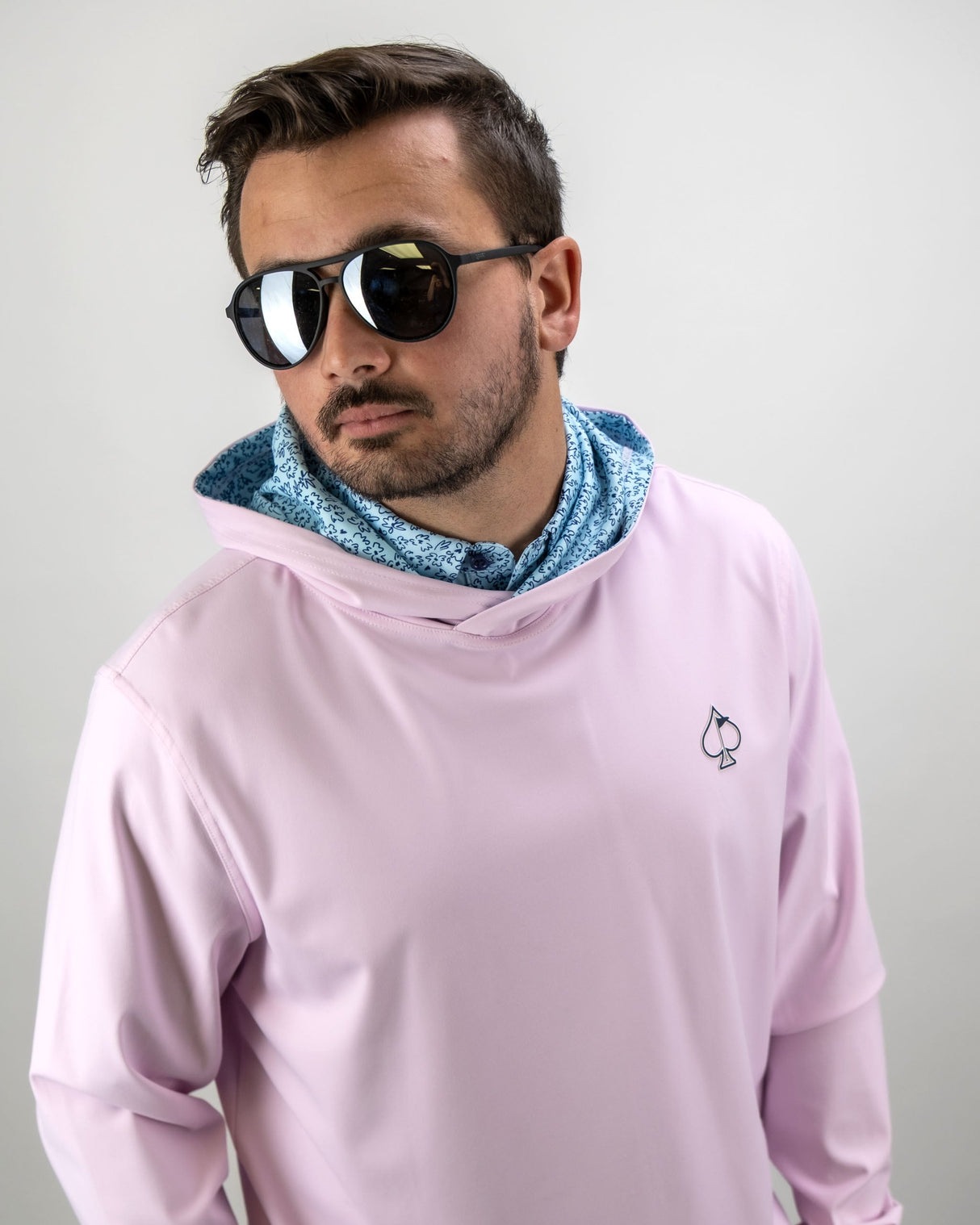 Sudadera con capucha de golf Performance - Garabato de flores azul