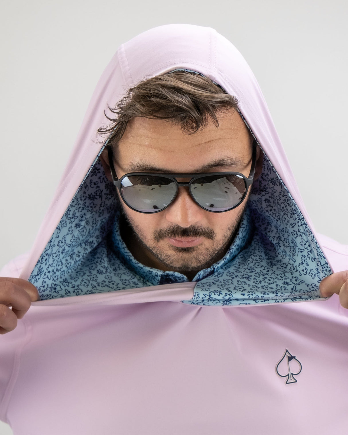 Sudadera con capucha de golf Performance - Garabato de flores azul