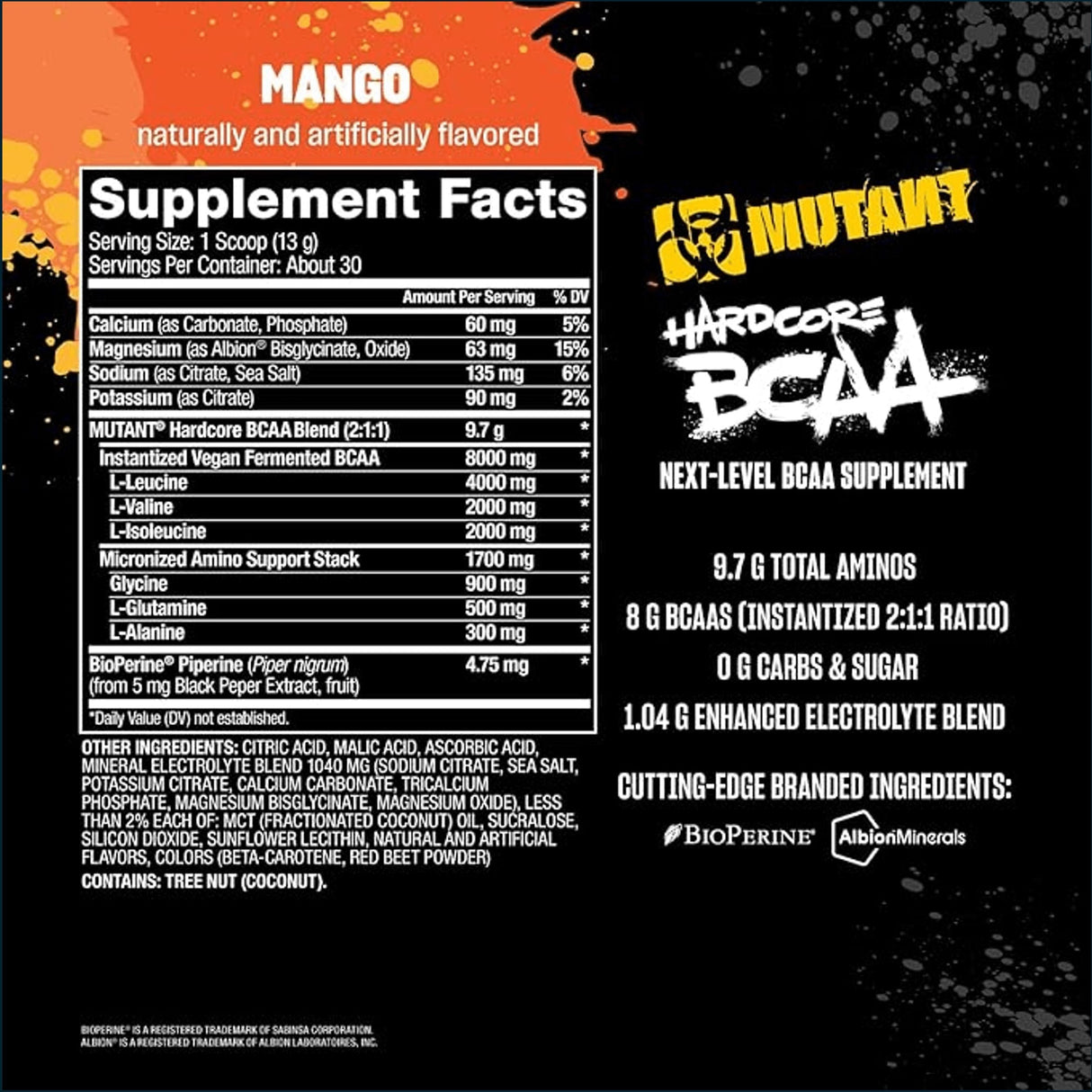 Mutant Hardcore BCAA, 30 Porciones