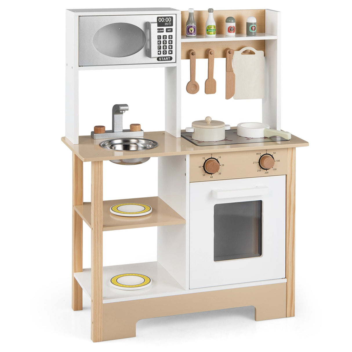 Cocina de juguete de madera, juego de cocina con pizarra, regalo de cumpleaños para niños a partir de 3 años.