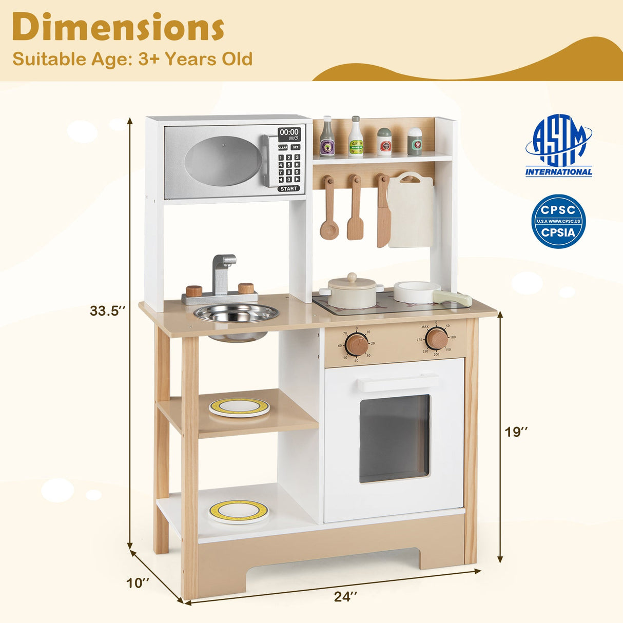 Cocina de juguete de madera, juego de cocina con pizarra, regalo de cumpleaños para niños a partir de 3 años.