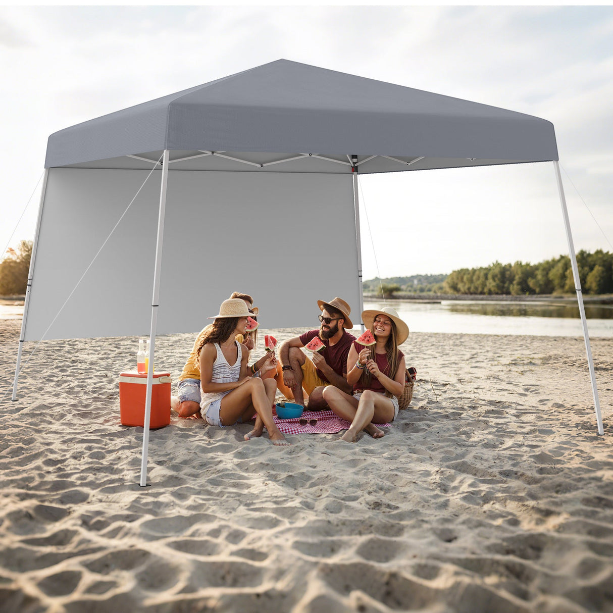 Carpa plegable de 8 x 8 pies con 1 pared lateral y mochila portátil