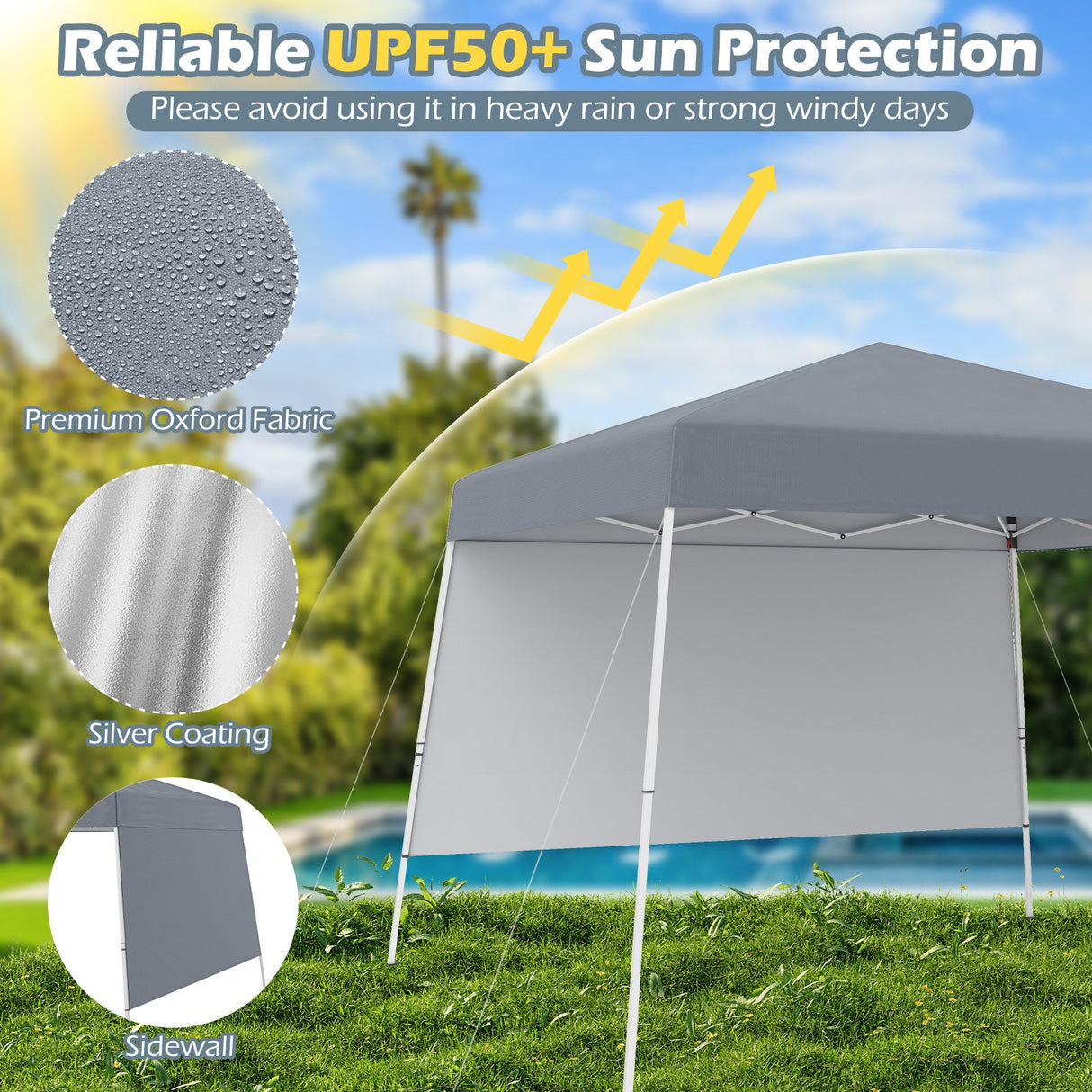 Carpa plegable de 8 x 8 pies con 1 pared lateral y mochila portátil
