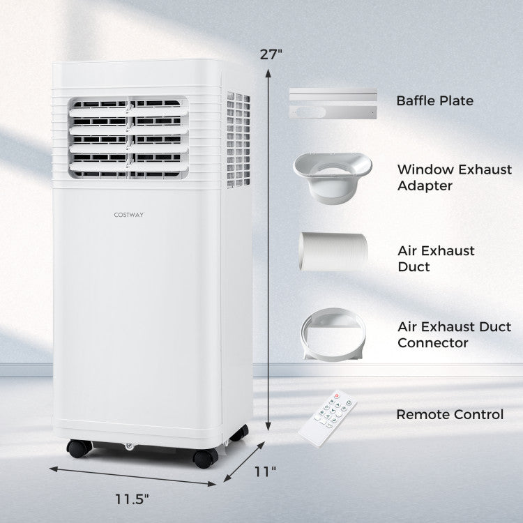 Aire Acondicionado Portátil de 8000 BTU, Unidad de CA 3 en 1 con Ventilador y Deshumidificador