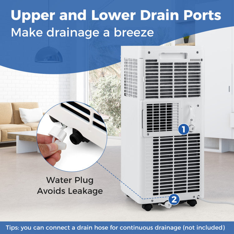 Aire Acondicionado Portátil de 8000 BTU, Unidad de CA 3 en 1 con Ventilador y Deshumidificador