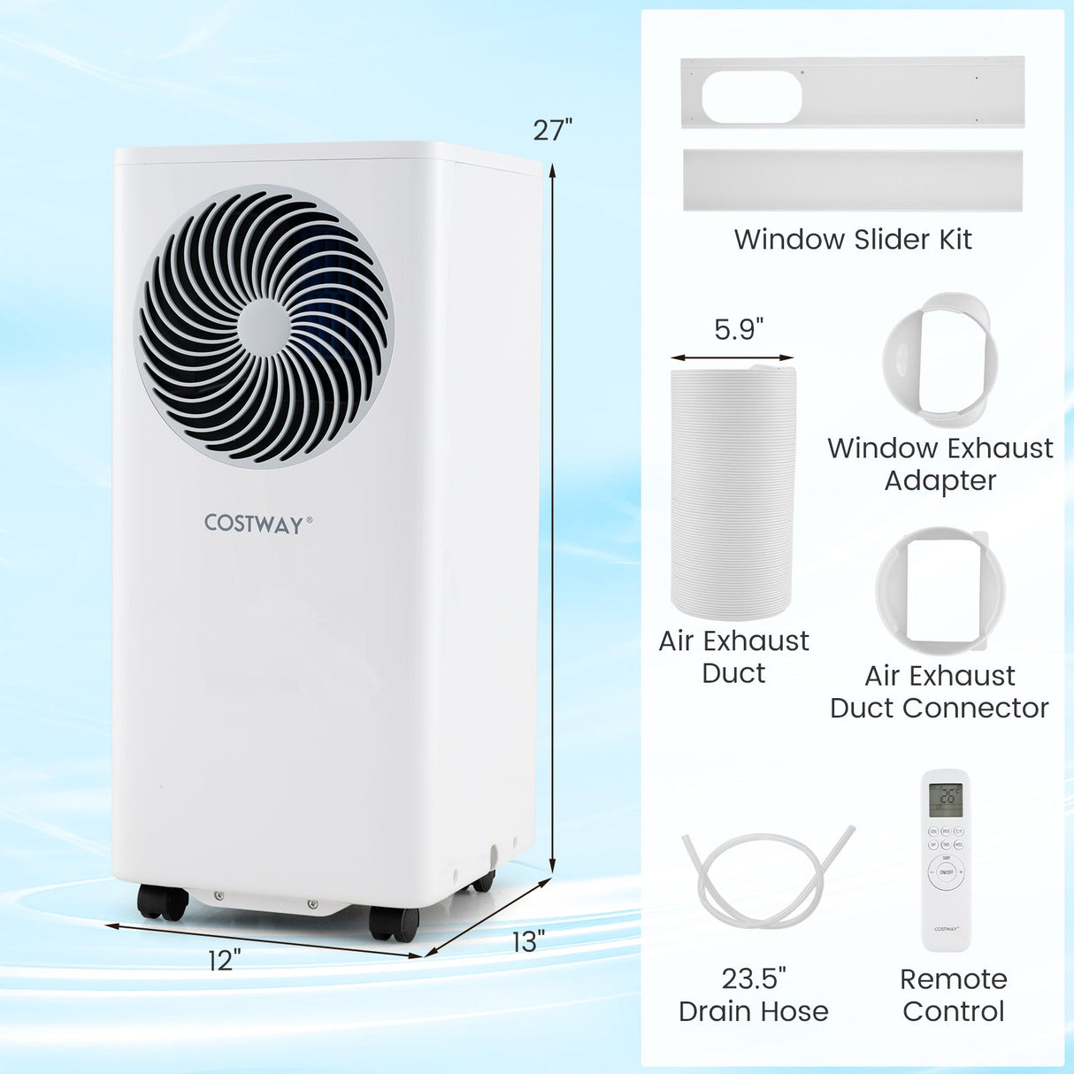 Aire acondicionado portátil de 8200/10000 BTU, unidad de aire acondicionado vertical 3 en 1 con deshumidificador